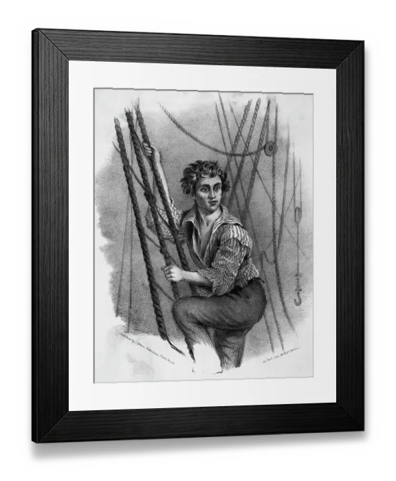 Framed Print : Sailor Climbing Ship's Rigging Framed Print : Sailor Climbing Ship's Rigging