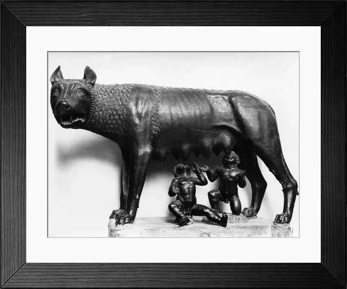 Framed Print : She-Wolf. Romulus and Remus fed by the wolf. Etruscan, Rome, Palazzo Del Conservatori Framed Print : She-Wolf. Romulus and Remus fed by the wolf. Etruscan, Rome, Palazzo Del Conservatori
