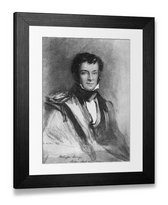 Framed Print : Engraving After a Drawing of Washington Irving by Sir David Wilkie Framed Print : Engraving After a Drawing of Washington Irving by Sir David Wilkie