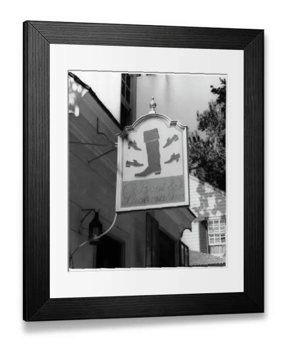 Framed Print : Sign Advertising A Bootmaker Framed Print : Sign Advertising A Bootmaker