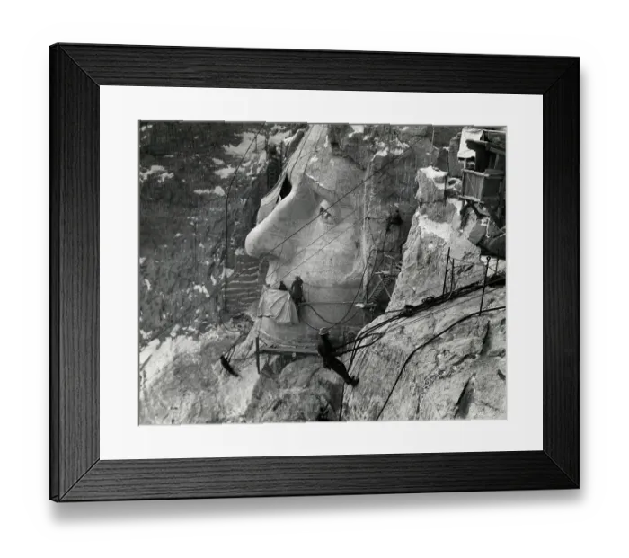 Framed Print : Men Working on the Face of Jefferson at Mount Rushmore Memorial by Gutzon Borglum Framed Print : Men Working on the Face of Jefferson at Mount Rushmore Memorial by Gutzon Borglum