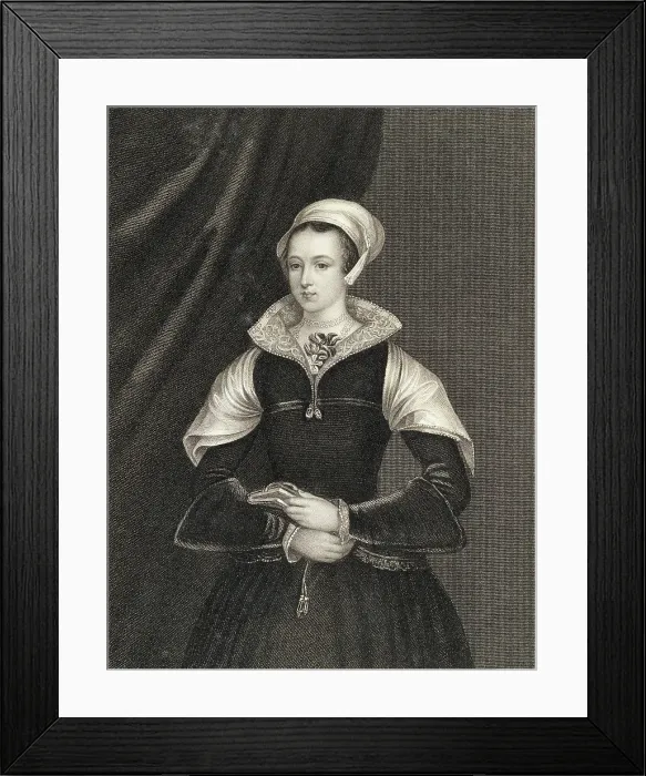 Framed Print : Drawing of Lady Jane Grey with Book in Hand Framed Print : Drawing of Lady Jane Grey with Book in Hand