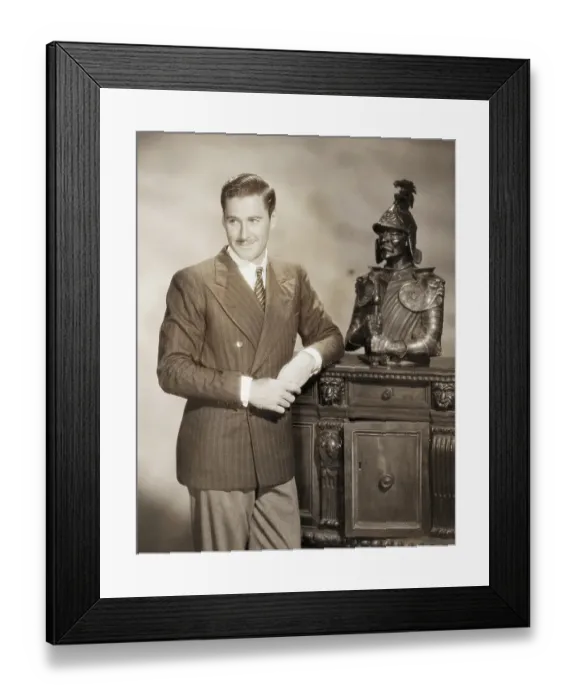 Framed Print : Errol Flynn Leaning on Cabinet Framed Print : Errol Flynn Leaning on Cabinet