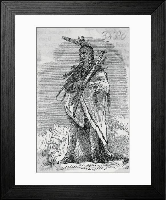 Framed Print : Drawing of Native American Chief Pontiac Framed Print : Drawing of Native American Chief Pontiac