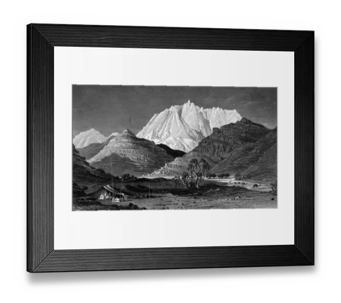 Framed Print : Engraving of Desert Mountains Framed Print : Engraving of Desert Mountains
