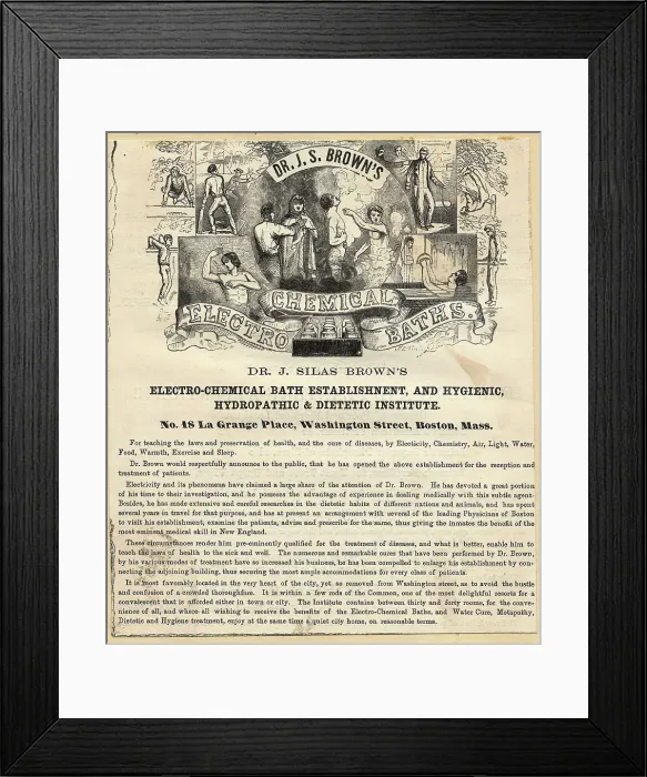 Framed Print : Ad for Dr. J.S. Brown's Electro-Chemical Baths Framed Print : Ad for Dr. J.S. Brown's Electro-Chemical Baths