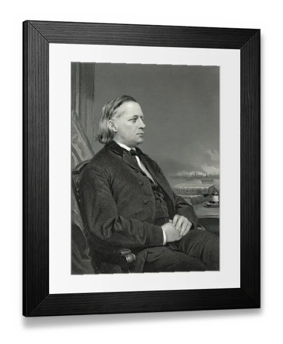 Framed Print : Henry Ward Beecher Seated / Engraving