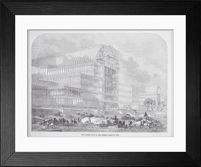 Framed Print : Workers Gardening in Front of Large Building