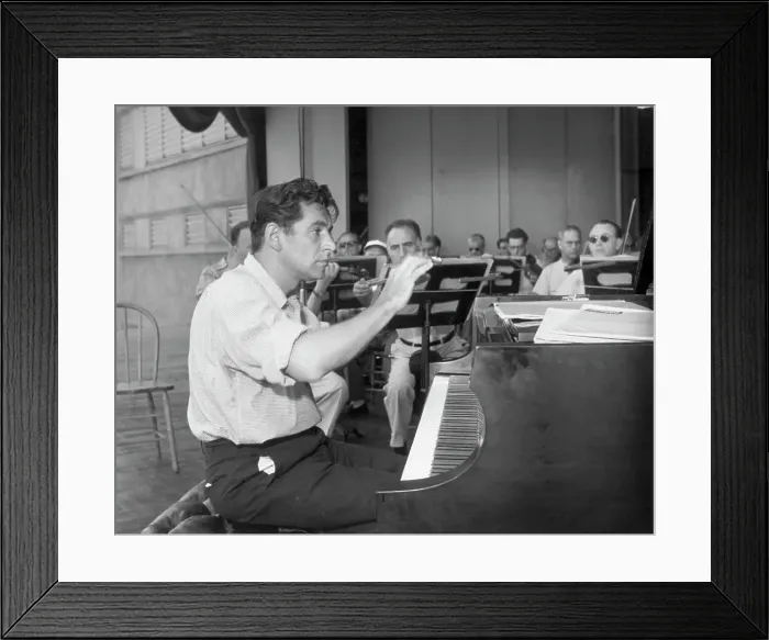Framed Print : Leonard Bernstein At Piano Conducting
