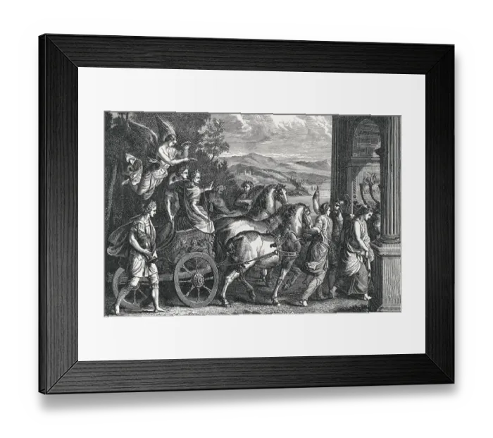 Framed Print : Vespassian Riding Chariot / Followers / Illu Framed Print : Vespassian Riding Chariot / Followers / Illu