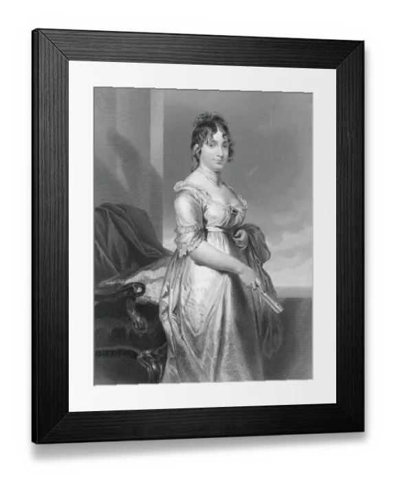 Framed Print : Drawing of Dolley Madison Pausing Framed Print : Drawing of Dolley Madison Pausing
