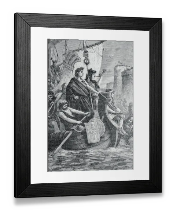 Framed Print : Julius Caesar Traveling on Channel by Boat Framed Print : Julius Caesar Traveling on Channel by Boat