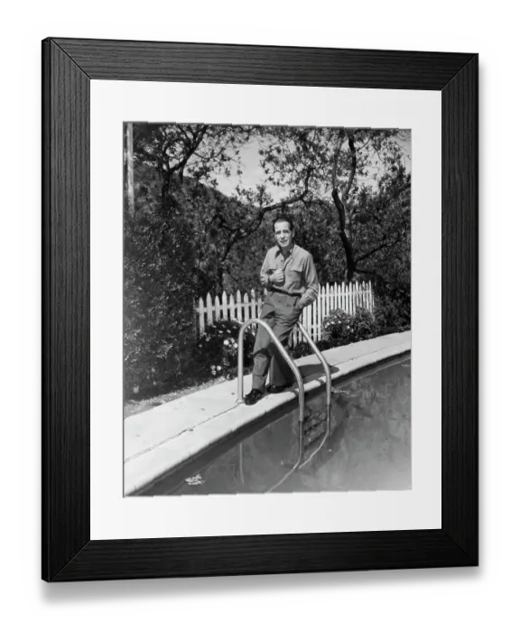 Framed Print : Humphrey Bogart Posing at Poolside Framed Print : Humphrey Bogart Posing at Poolside