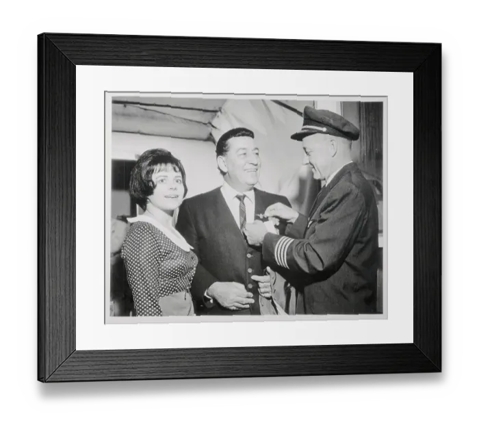 Framed Print : Mr. and Mrs. Louis Prima Talking with Airline Captain Framed Print : Mr. and Mrs. Louis Prima Talking with Airline Captain