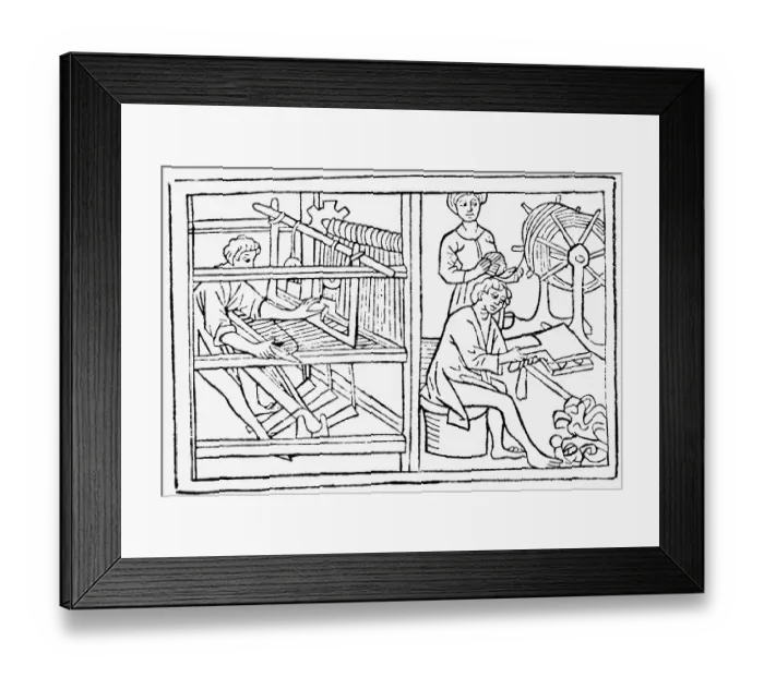 Framed Print : Sketches Showing Early Weaving Process Framed Print : Sketches Showing Early Weaving Process
