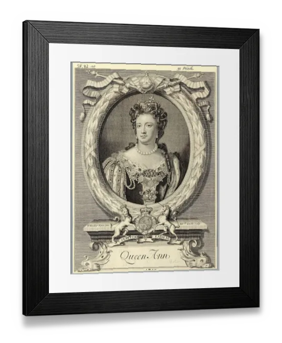 Framed Print : Engraved Bust-Length Portrait of Queen Anne Framed Print : Engraved Bust-Length Portrait of Queen Anne