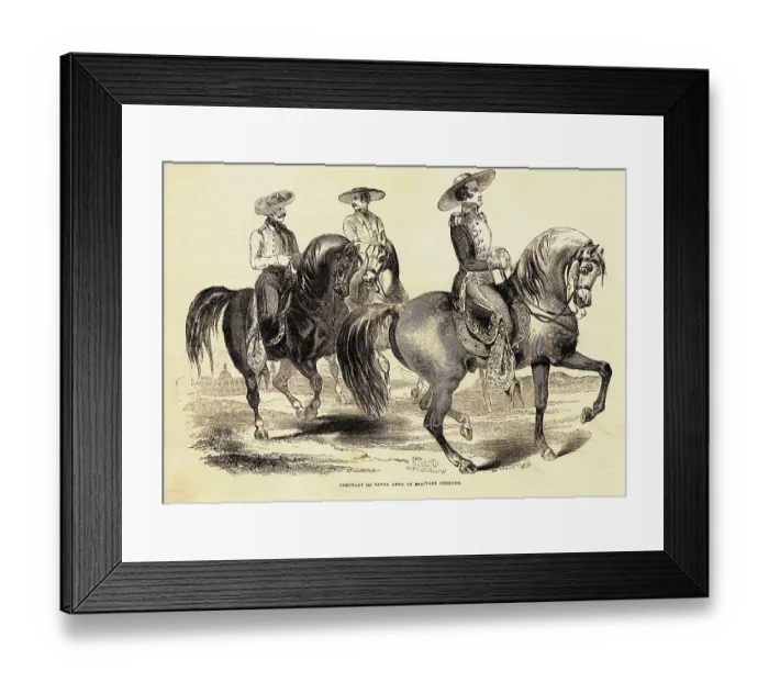 Framed Print : Drawing of Revolutionary Santa Anna and His Men on Horses Framed Print : Drawing of Revolutionary Santa Anna and His Men on Horses