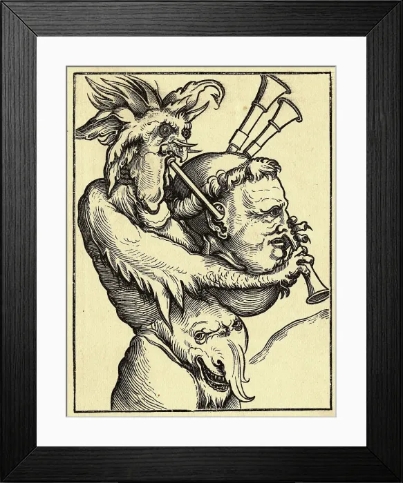 Framed Print : Engraving of Martin Luther Being Inspired by Satan Framed Print : Engraving of Martin Luther Being Inspired by Satan