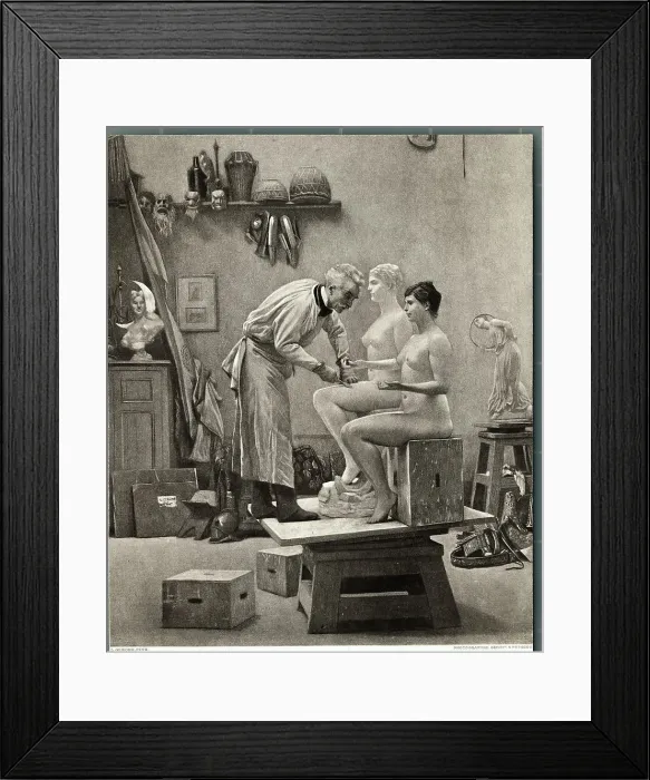 Framed Print : Jean Leon Gerome Working from Model in His Studio Framed Print : Jean Leon Gerome Working from Model in His Studio