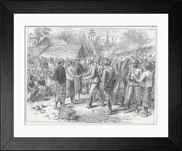 Framed Print : Officers Being Greeted by Villagers Framed Print : Officers Being Greeted by Villagers