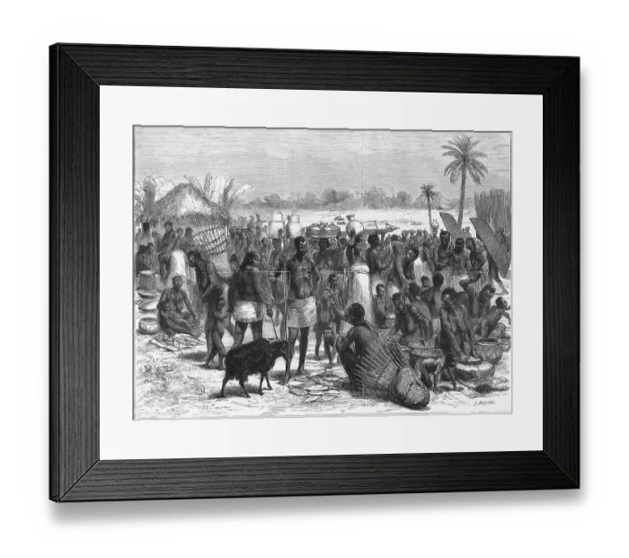Framed Print : African Village at Market Scene Framed Print : African Village at Market Scene