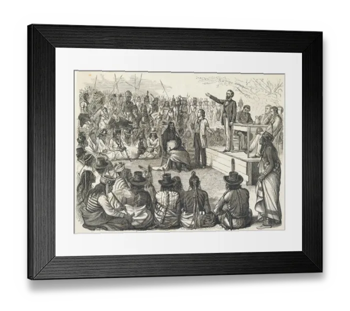 Framed Print : Colonist Addressing Native Americans Framed Print : Colonist Addressing Native Americans