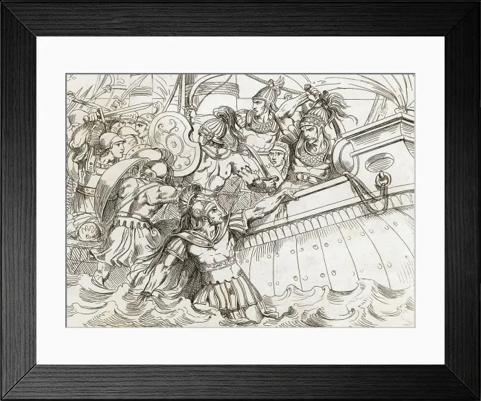 Framed Print : Greeks Attacking Persian Ships Framed Print : Greeks Attacking Persian Ships
