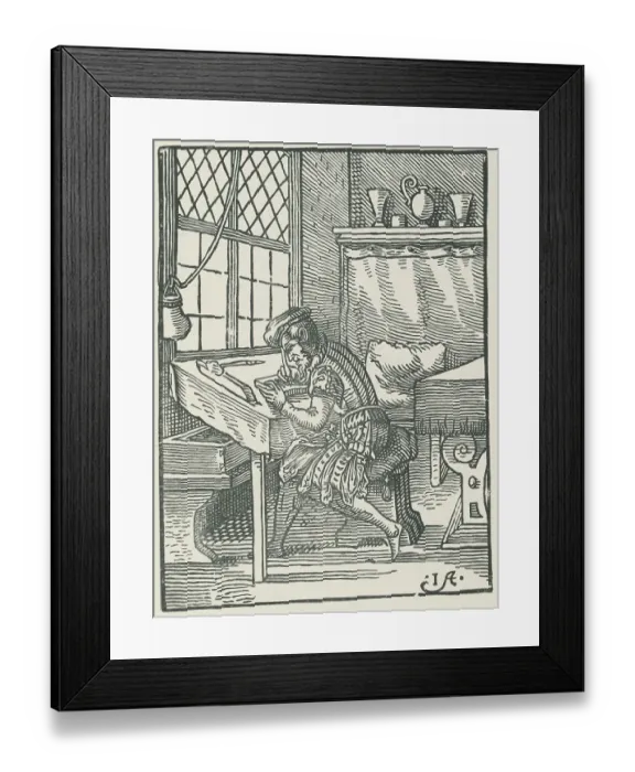 Framed Print : Man Creating Wood Engraving Framed Print : Man Creating Wood Engraving
