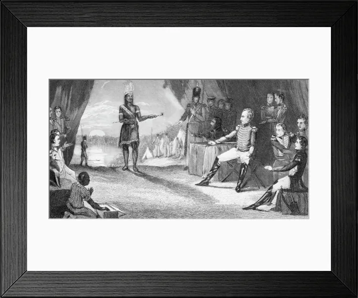 Framed Print : Native American Giving Himself up to Soldiers Framed Print : Native American Giving Himself up to Soldiers