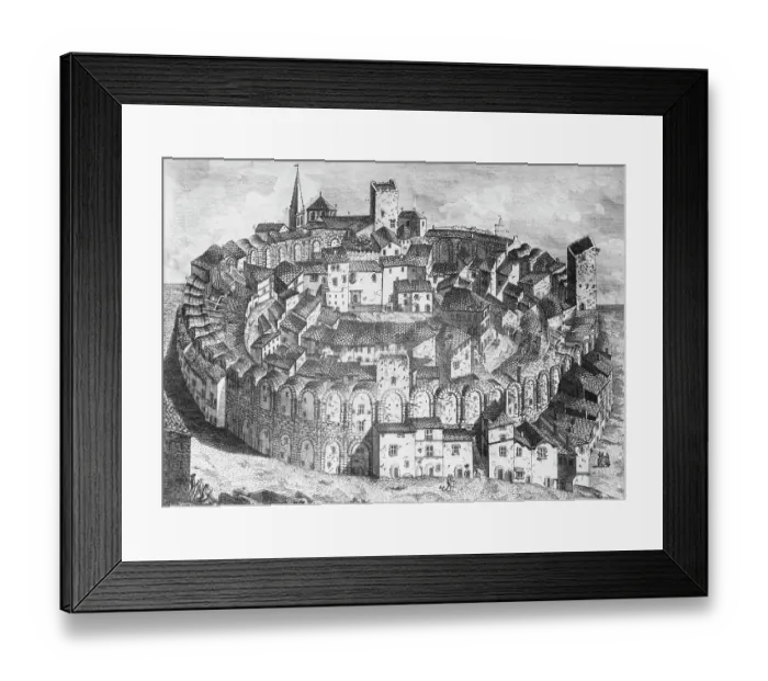 Framed Print : Drawing of Round Theater Design Framed Print : Drawing of Round Theater Design