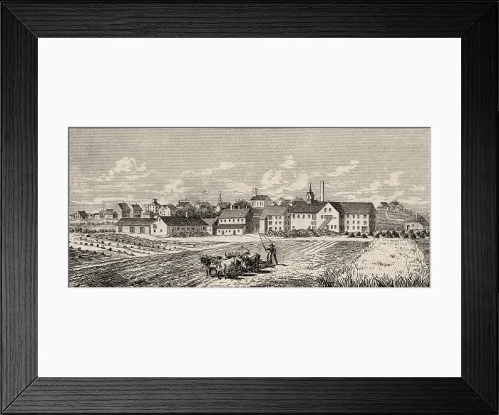 Framed Print : Farmer Working near Housing Development