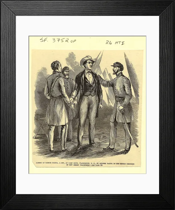 Framed Print : Engraving of Civil War Spy Samuel Hanna Being Arrested Framed Print : Engraving of Civil War Spy Samuel Hanna Being Arrested