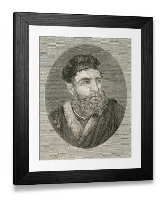 Framed Print : Drawing of Marco Polo Wearing Hat Framed Print : Drawing of Marco Polo Wearing Hat
