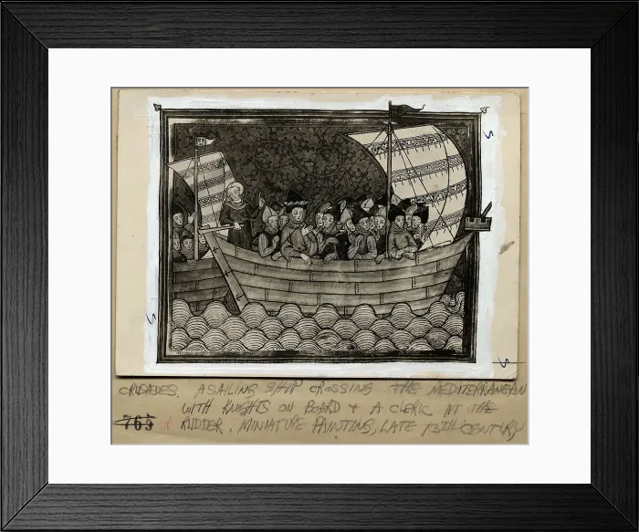 Framed Print : 13Th Century Knights In A Sail Boat Framed Print : 13Th Century Knights In A Sail Boat