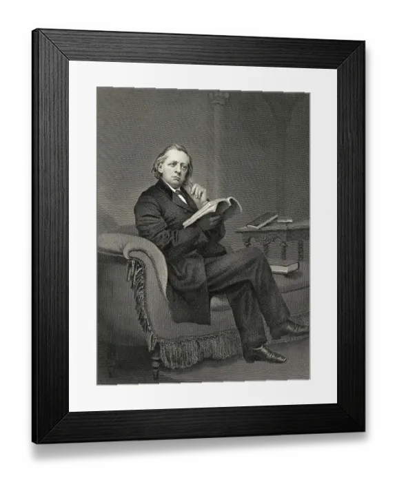 Framed Print : Henry Ward Beecher Seated, Reading / Engr Framed Print : Henry Ward Beecher Seated, Reading / Engr