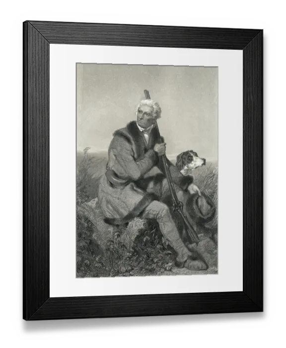 Framed Print : Portrait Of Daniel Boone W / Rifle & Dog Framed Print : Portrait Of Daniel Boone W / Rifle & Dog