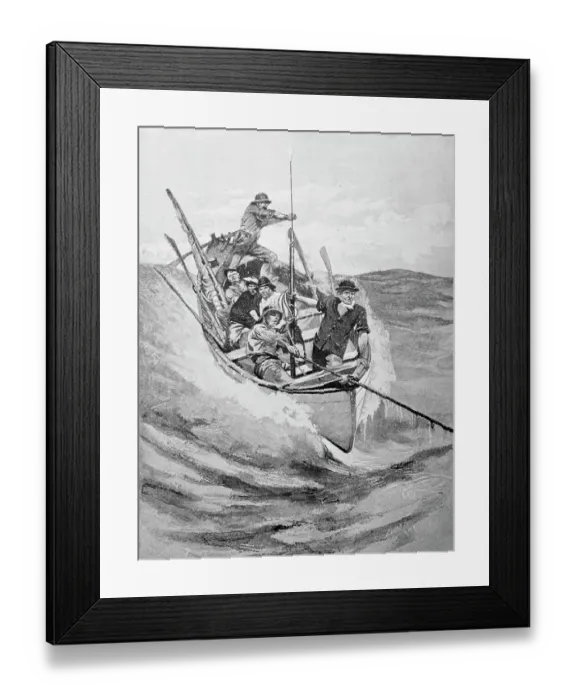 Framed Print : Drawing of Whalers in Boat Framed Print : Drawing of Whalers in Boat