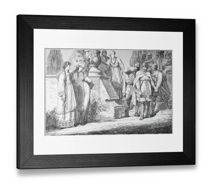 Framed Print : Depiction of Empress Theophano and Otto II with Party Framed Print : Depiction of Empress Theophano and Otto II with Party