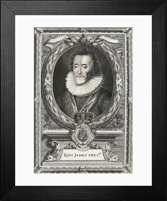 Framed Print : King James the Ist Engraving Framed Print : King James the Ist Engraving