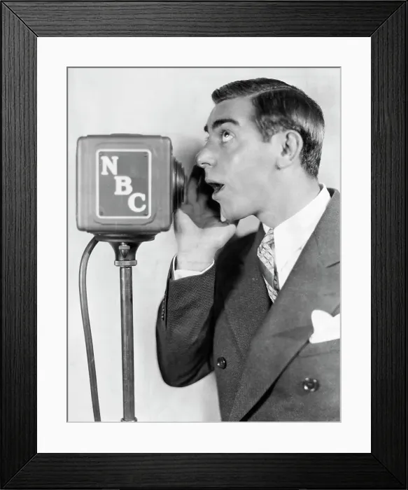 Framed Print : Eddie Cantor Talking Into A Microphone Framed Print : Eddie Cantor Talking Into A Microphone