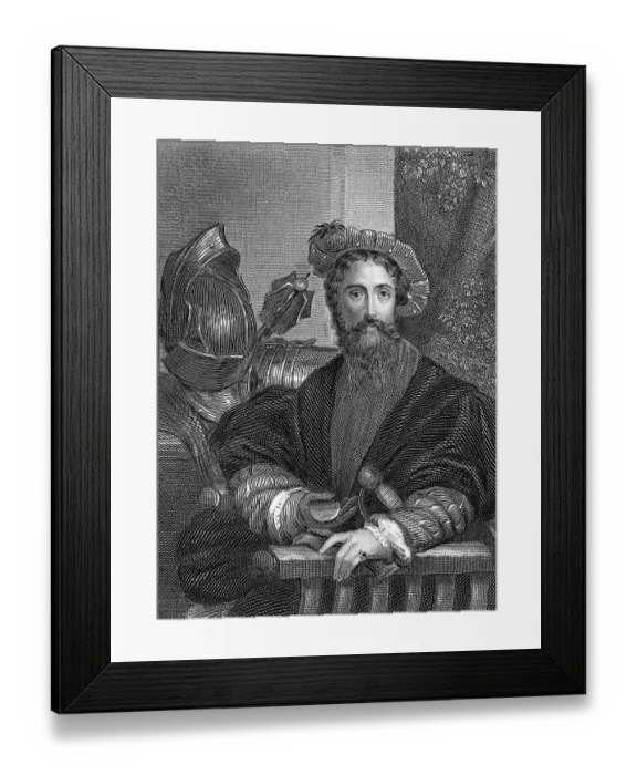 Framed Print : Engraving After Christopher Columbus by Parmigianino Framed Print : Engraving After Christopher Columbus by Parmigianino