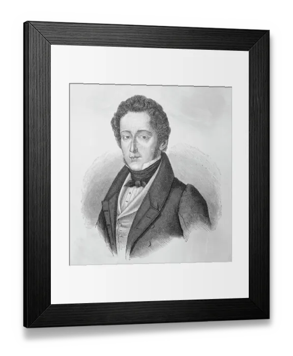 Framed Print : Drawing of Composer Frederic Chopin