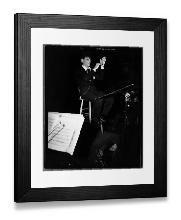 Framed Print : Leonard Bernstein Conducting On A Stool Framed Print : Leonard Bernstein Conducting On A Stool