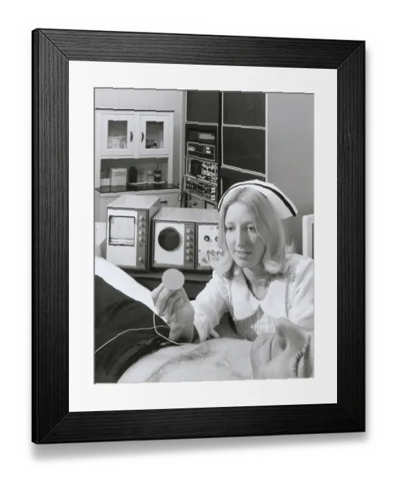 Framed Print : Nurse Operating Heart Monitor Framed Print : Nurse Operating Heart Monitor