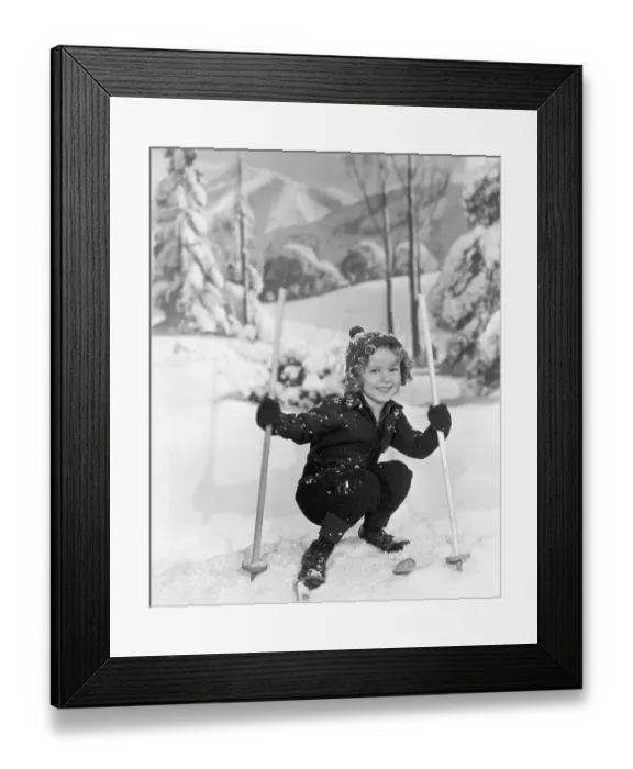 Framed Print : Shirley Temple In A Ski Pose Framed Print : Shirley Temple In A Ski Pose
