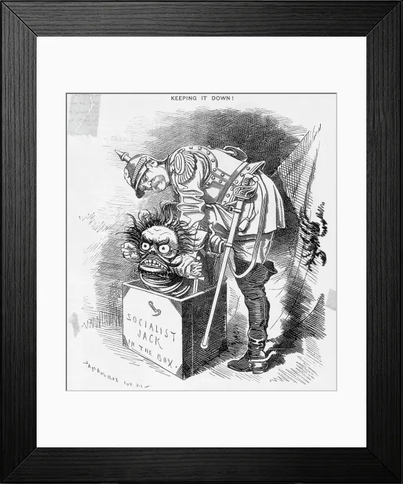 Framed Print : Keeping It Down! Political Cartoon by Edward Linley Sambourne