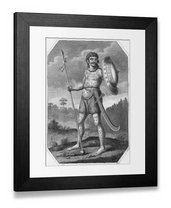 Framed Print : Engraving of an Ancient Briton