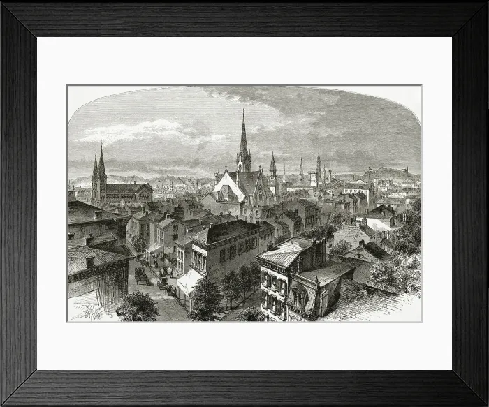 Framed Print : Engraved Scene of Cincinnati Framed Print : Engraved Scene of Cincinnati