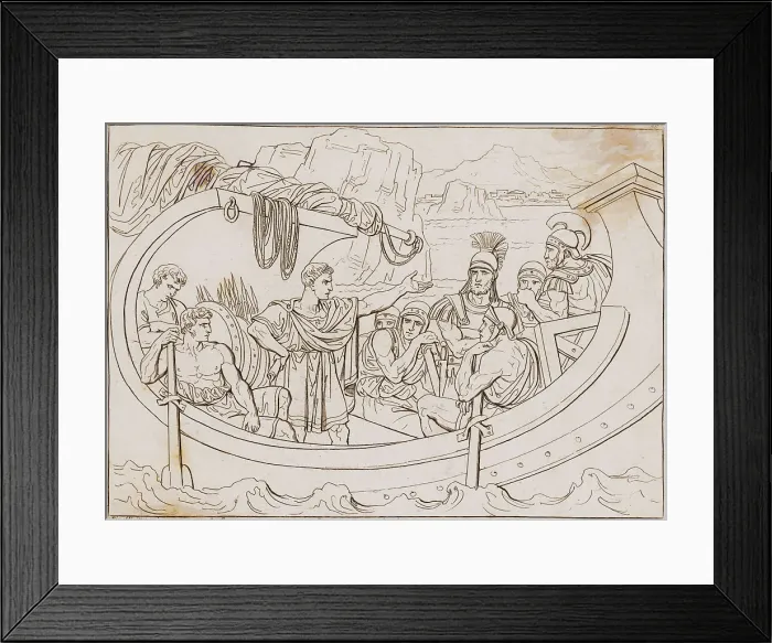 Framed Print : Julius Caesar in Boat with Pirates Framed Print : Julius Caesar in Boat with Pirates