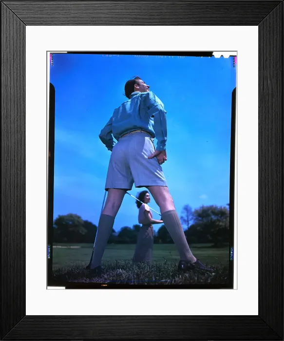 Framed Print : Man and Woman in Golfing Clothes Framed Print : Man and Woman in Golfing Clothes